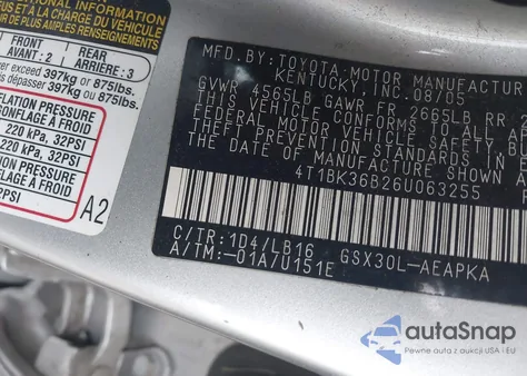 2006 Toyota Avalon Limited from USA, damaged, VIN 4T1BK36B26U063255